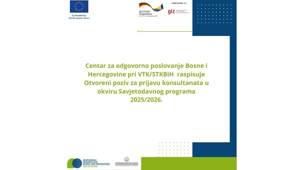 Otvoreni poziv za konsultante – Savjetodavni program 2025/2026
