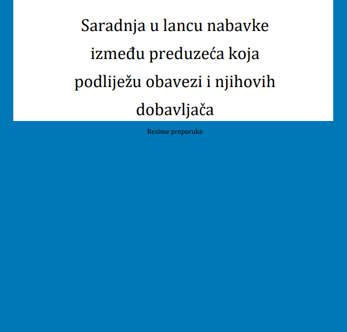 Rezime preporuke saradnja u lancu nabavke