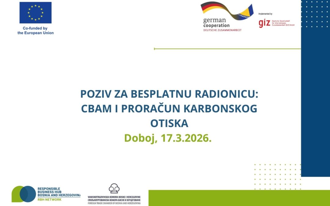 Poziv za besplatnu radionicu „CBAM i proračun karbonskog otiska“ u Doboju