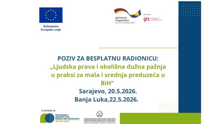 Poziv kompanijama za učešće na besplatnim stručnim radionicama u Sarajevu i Banjoj Luci